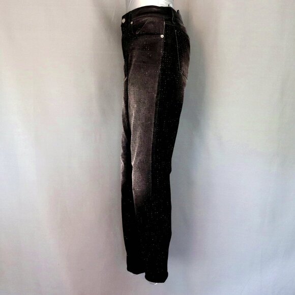 Ralph Lauren Purple Label 28 Black Velvet Pants Rhinestone Embellished 105 - Picture 7 of 15